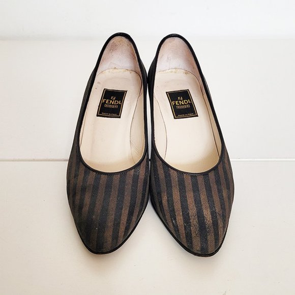 Fendi Vintage Women Signature Stripe Designer Pump Heels - Size 36 - Picture 2 of 11